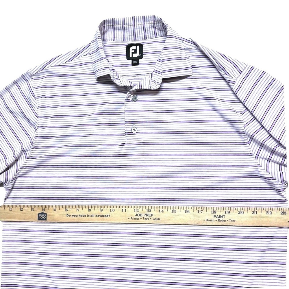 FootJoy Golf Polo Shirt Mens Large Purple Short Sleeve Striped Performance FJ - Picture 7 of 8
